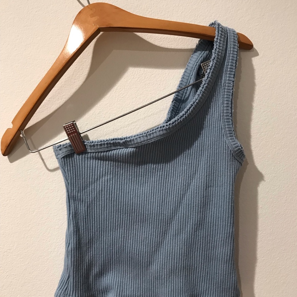 Urban Outfitters Blue Ribbed One-Shoulder Tank
